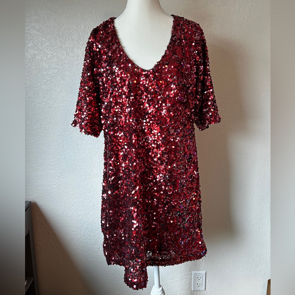 City Chic red sequin dress